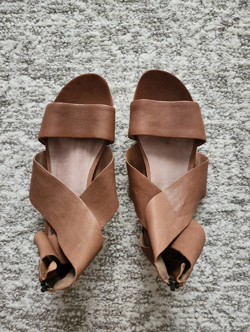 Eileen Fisher Women’s Brown Leather Crisscross Slide Sandals